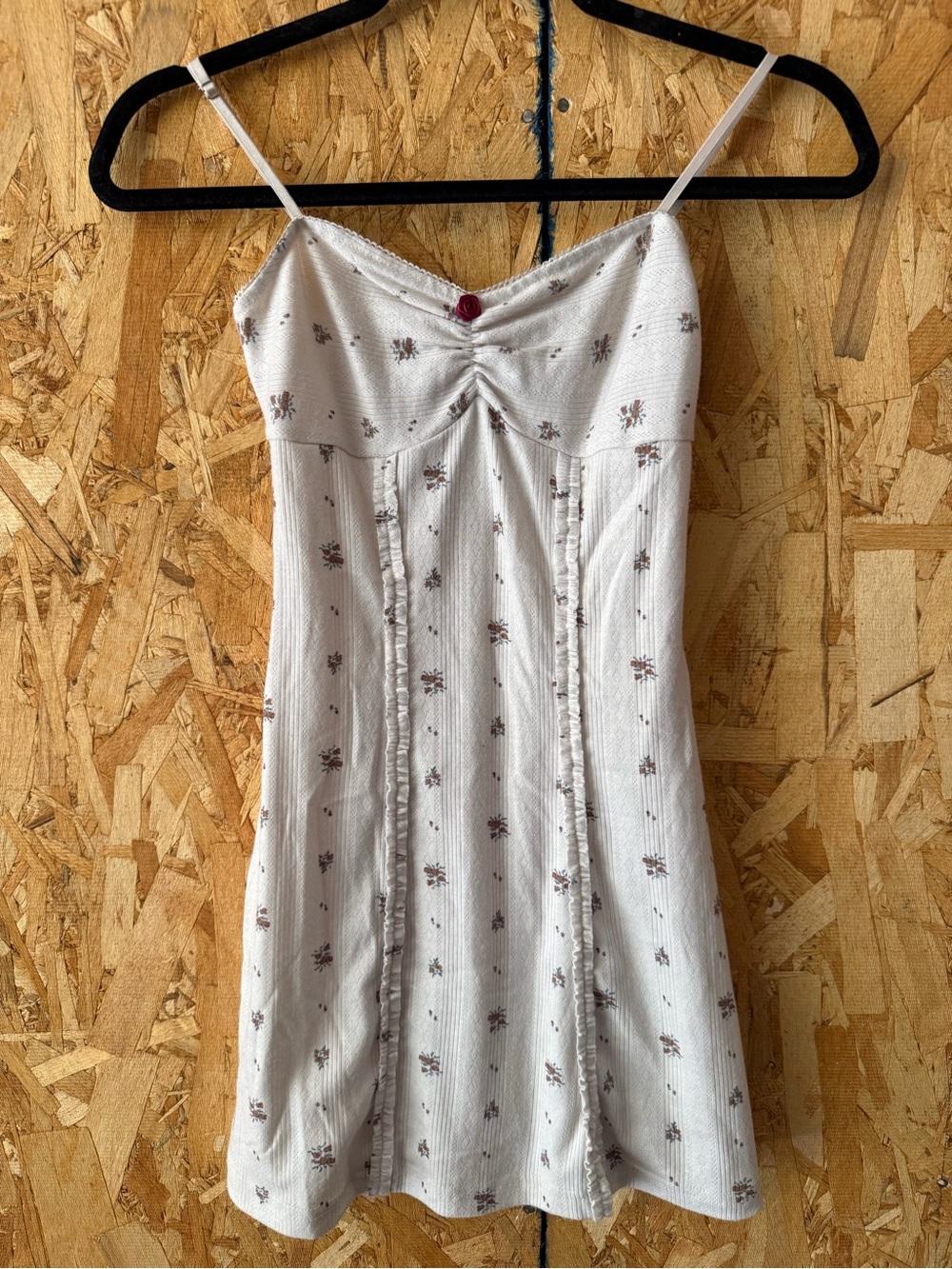 Full Tilt White Floral Slip Dress with Burgundy Rose Accent